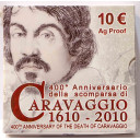 2010 10 Euro Caravaggio 400° Anniversario Morte Fondo Specchio Italia